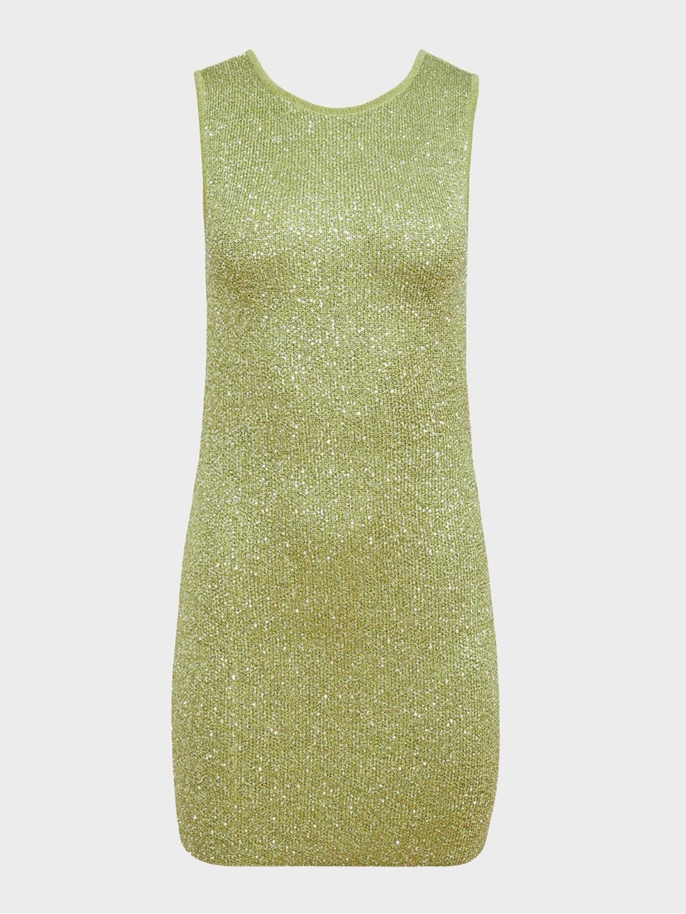Sleeveless Glitter Bodycon Mini Dress in Light Olive - Picture 3 of 14